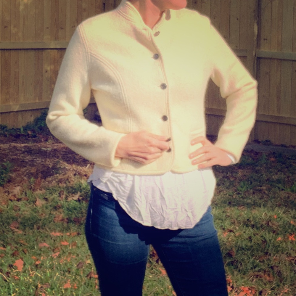 White Vintage Boiled Wool Jacket